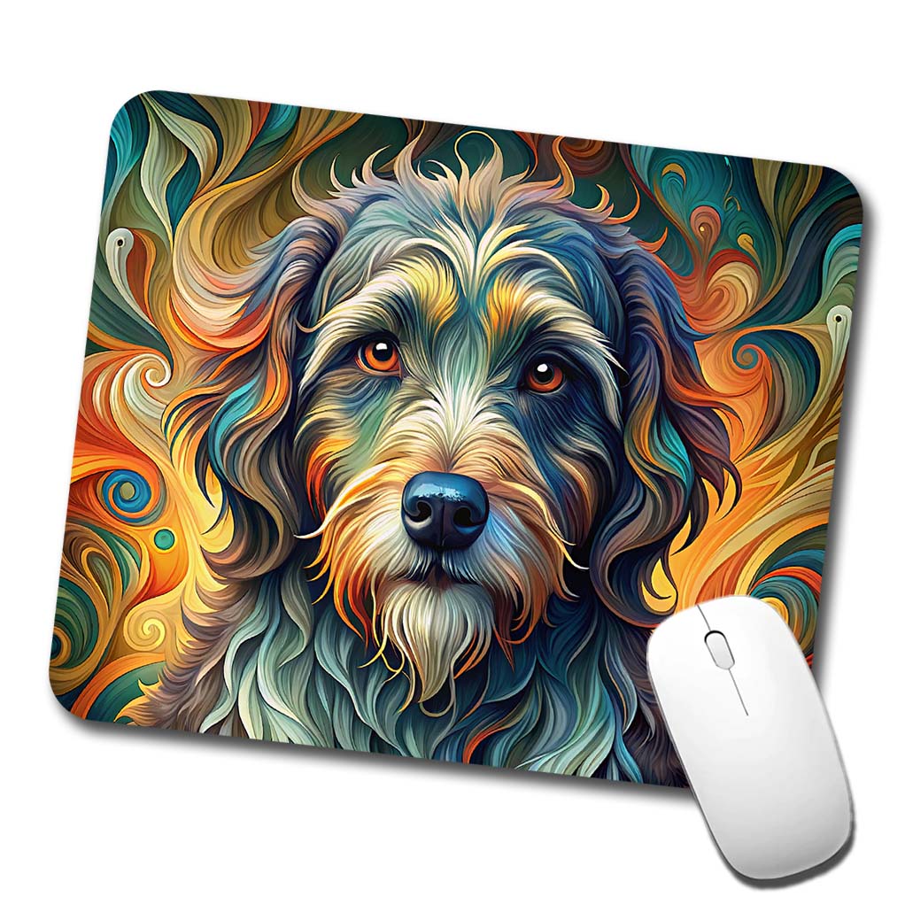 Portuguese Water Dog Abstract Stylized Art Low Profile Mouse Pad Mat