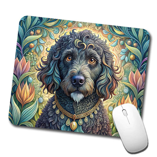 Portuguese Water Dog Art Nouveau Low Profile Mouse Pad Mat