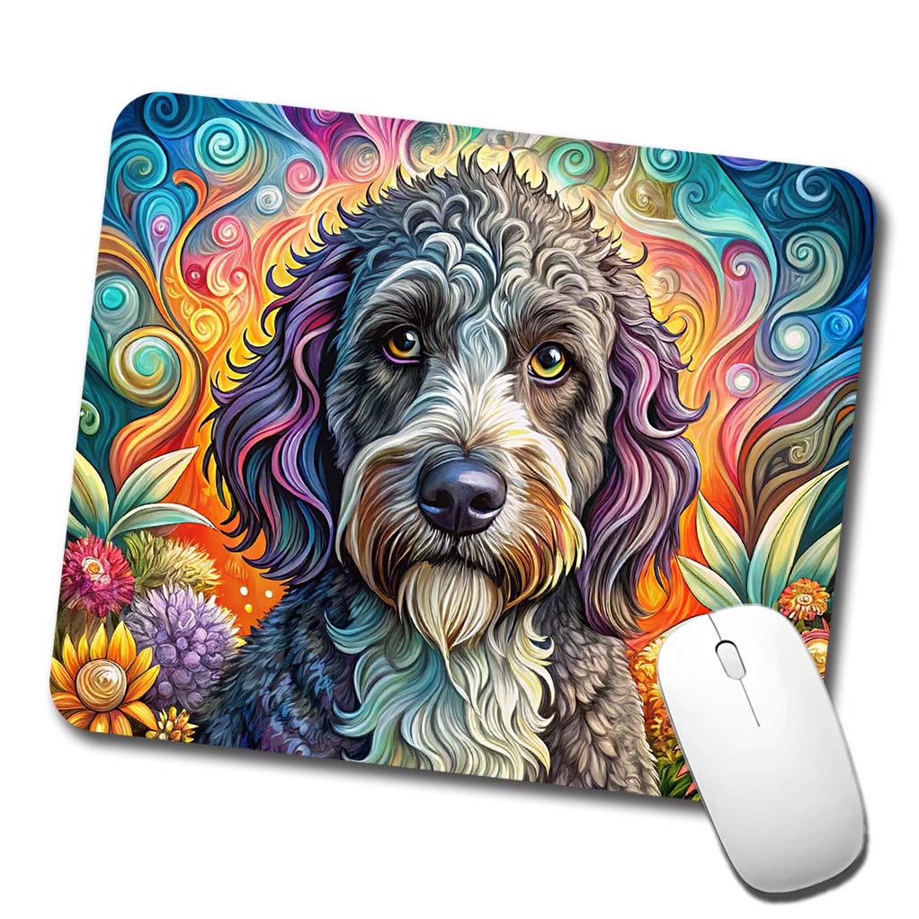 Portuguese Water Dog Bohemian Art Low Profile Mouse Pad Mat