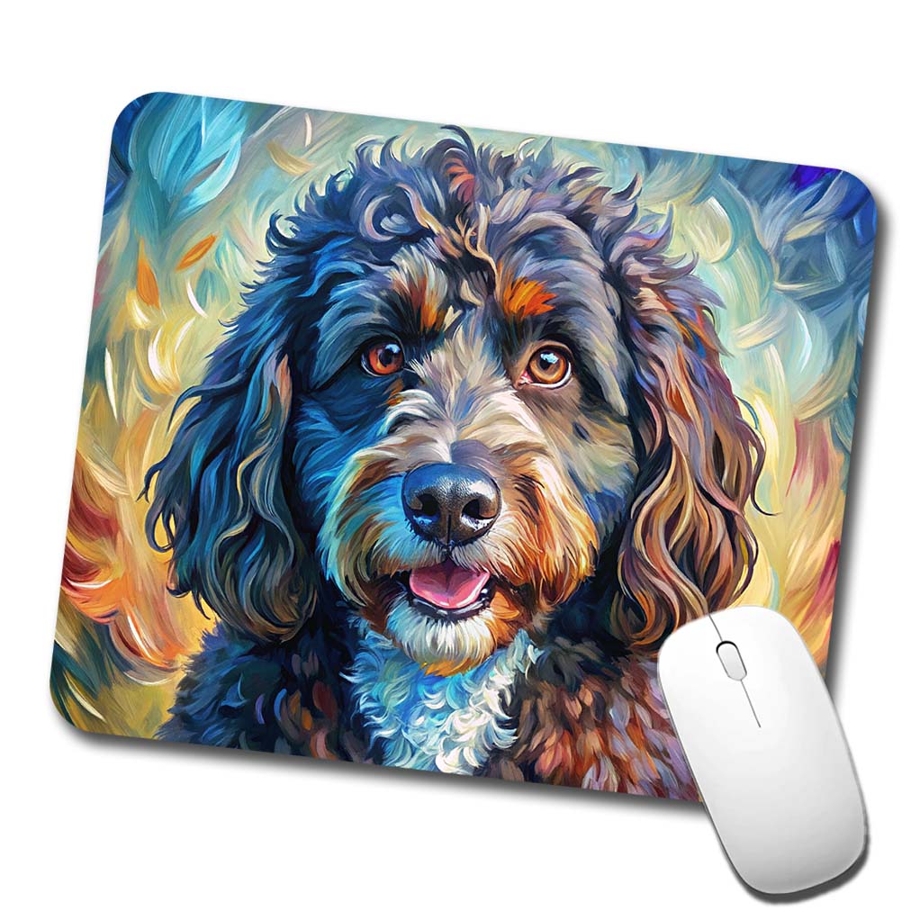 Portuguese Water Dog Expressionism Art Low Profile Mouse Pad Mat