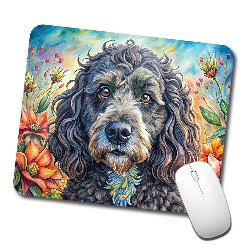 Portuguese Water Dog French Bohemian Art Low Profile Mouse Pad Mat