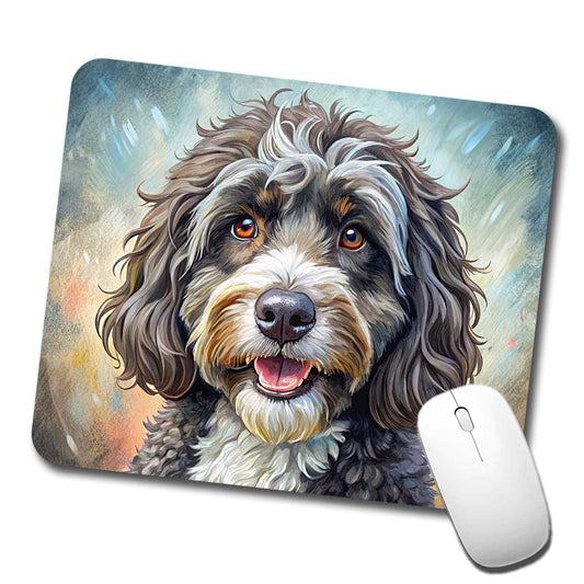 Portuguese Water Dog Illustration Low Profile Mouse Pad Mat