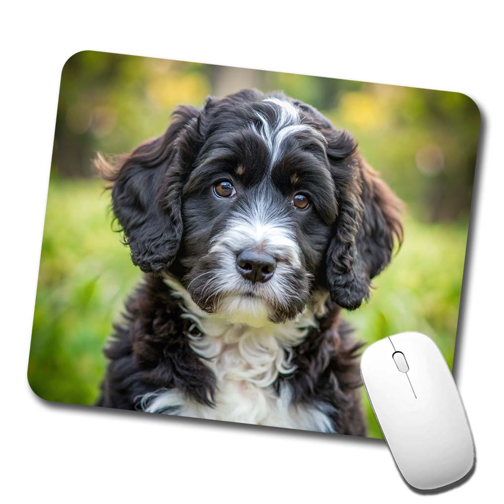Portuguese Water Dog Puppy Photo Low Profile Mouse Pad Mat