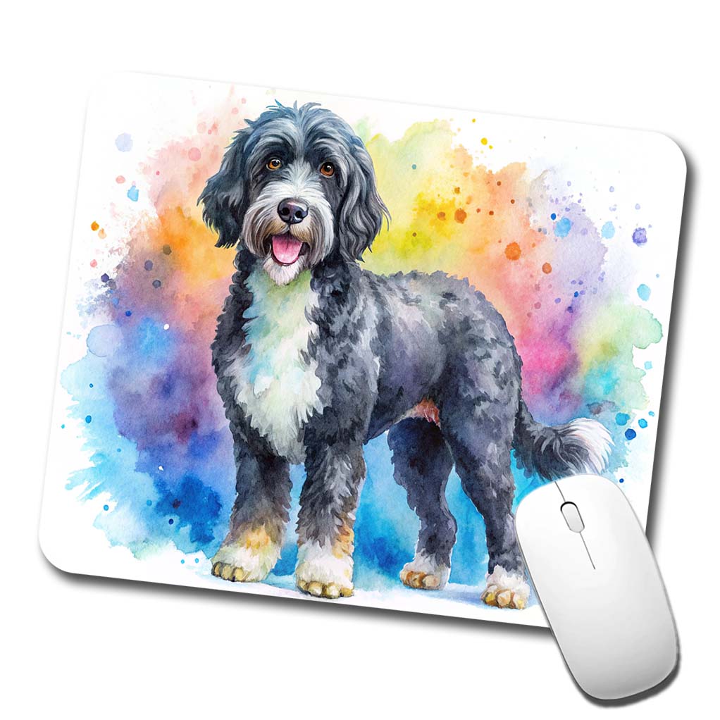 Portuguese Water Dog Watercolor Style Low Profile Mouse Pad Mat