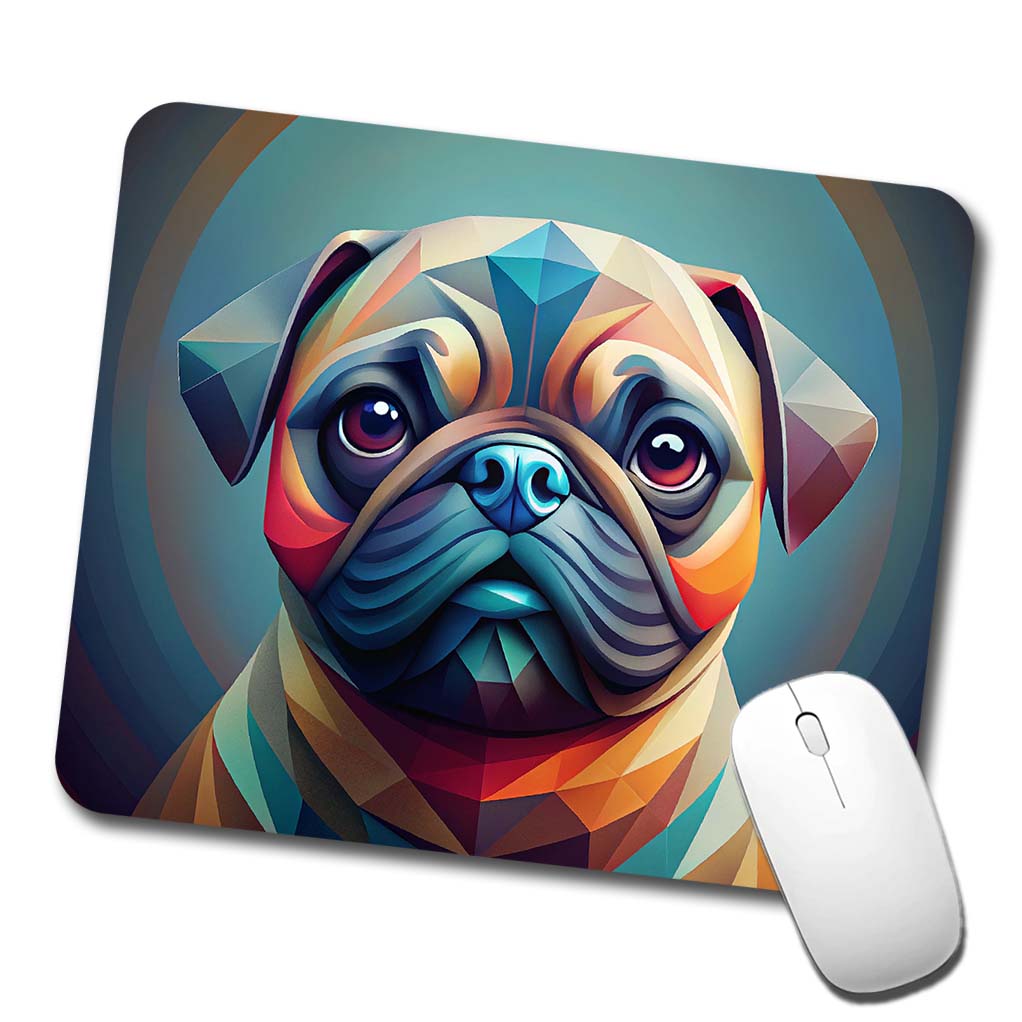 Pug Dog Abstract Stylized Art Low Profile Mouse Pad Mat