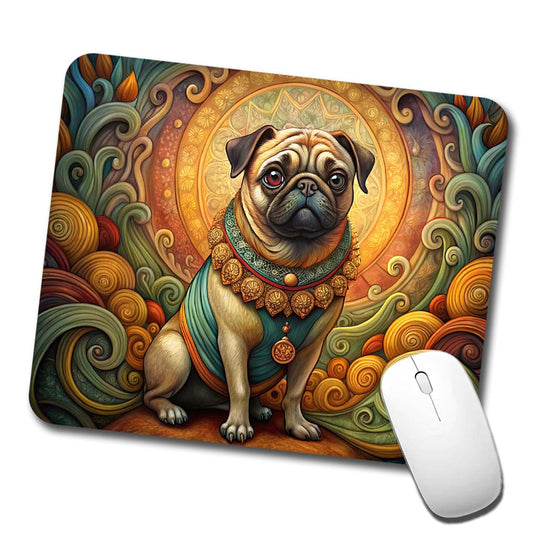 Pug Dog Art Nouveau Low Profile Mouse Pad Mat