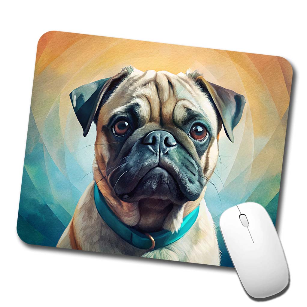 Pug Dog Contemporary Art Low Profile Mouse Pad Mat