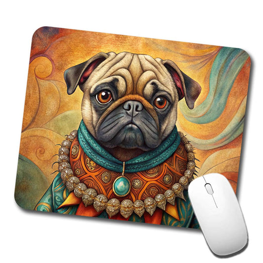 Pug Dog French Bohemian Art Low Profile Mouse Pad Mat