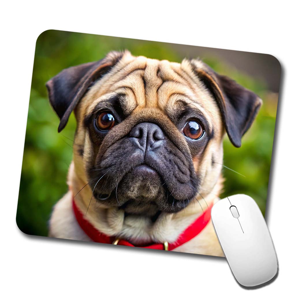 Pug Dog Photo Low Profile Mouse Pad Mat
