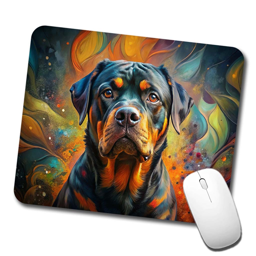 Rottweiler Dog Abstract Art Low Profile Mouse Pad Mat