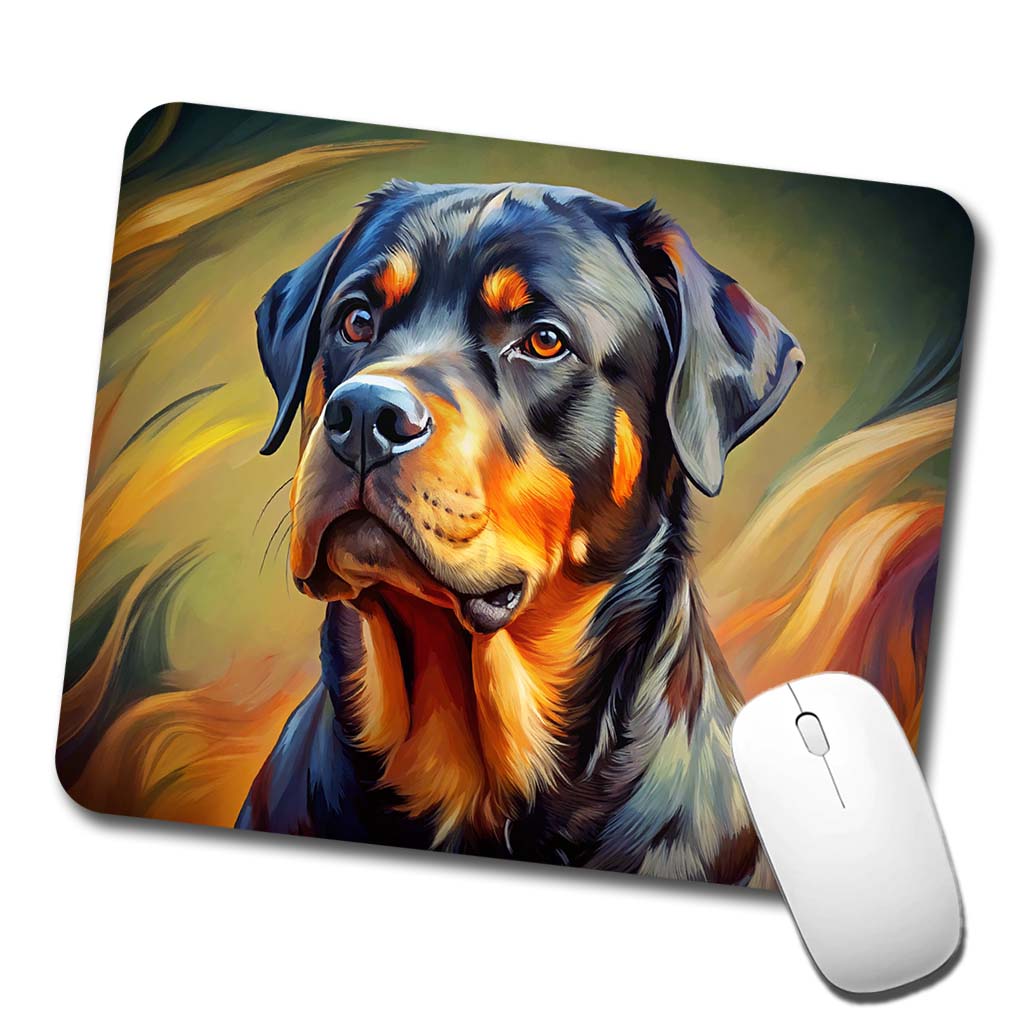Rottweiler Dog Expressionism Art Low Profile Mouse Pad Mat