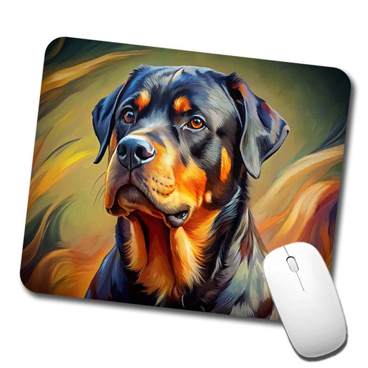 Rottweiler Dog Expressionism Art Low Profile Mouse Pad Mat