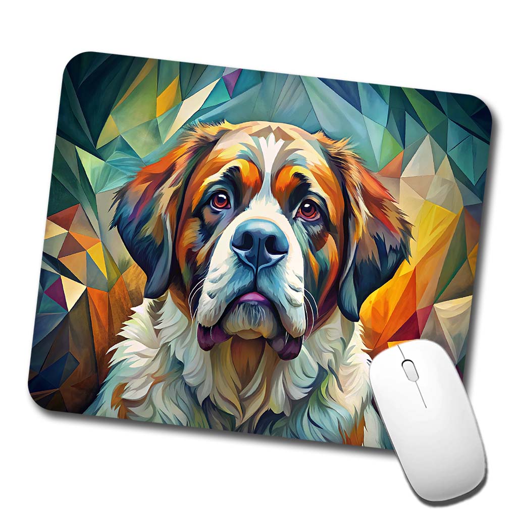 Saint Bernard Dog Abstract Stylized Art Low Profile Mouse Pad Mat
