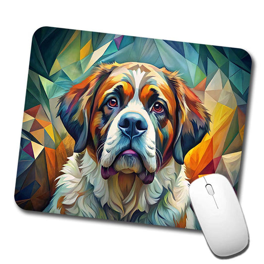 Saint Bernard Dog Abstract Stylized Art Low Profile Mouse Pad Mat