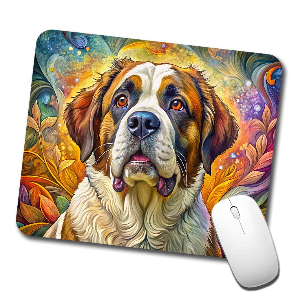 Saint Bernard Dog Bohemian Art Low Profile Mouse Pad Mat