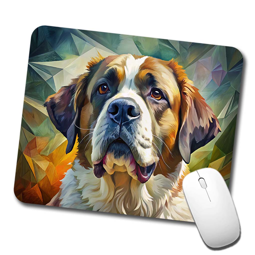 Saint Bernard Dog Contemporary Art Low Profile Mouse Pad Mat