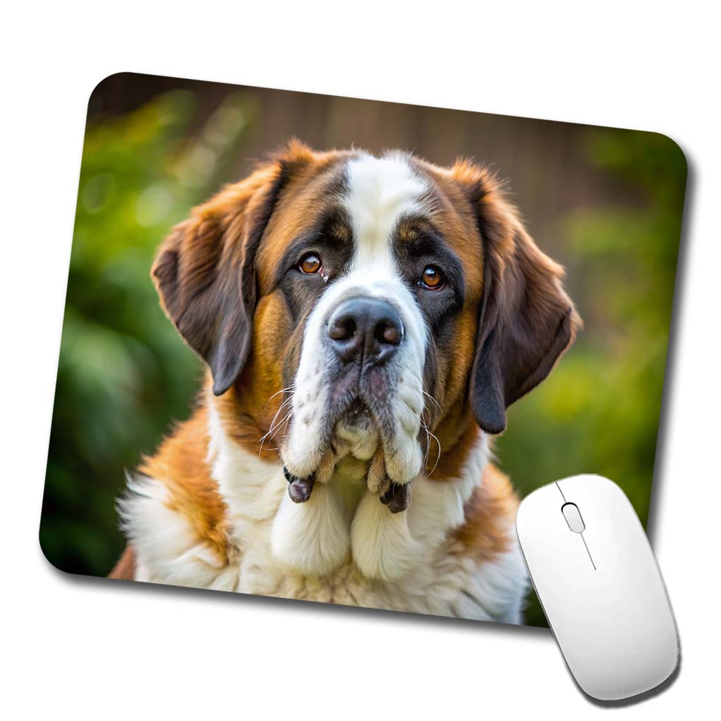 Saint Bernard Dog Photo Low Profile Mouse Pad Mat