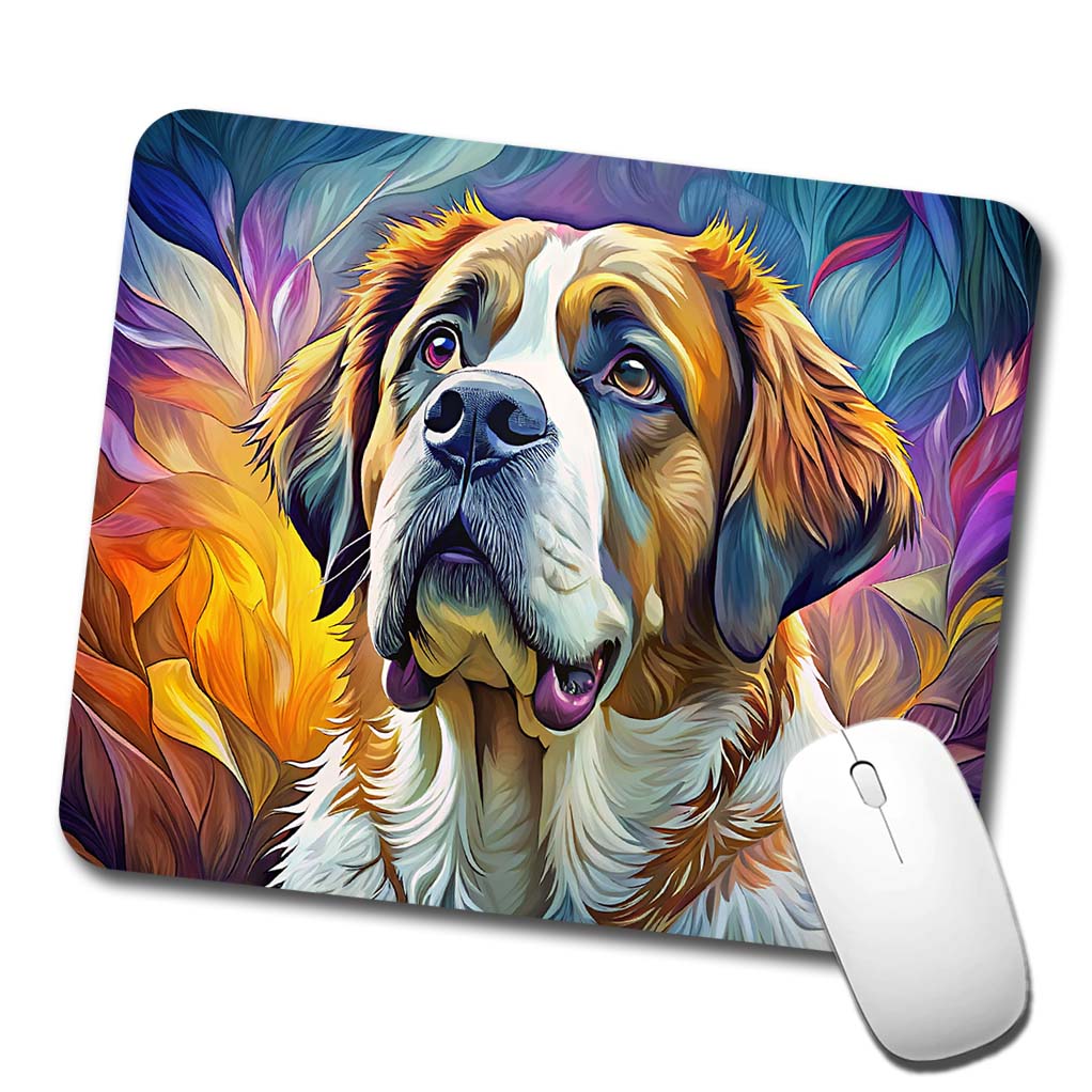 Saint Bernard Dog Pop Art Low Profile Mouse Pad Mat