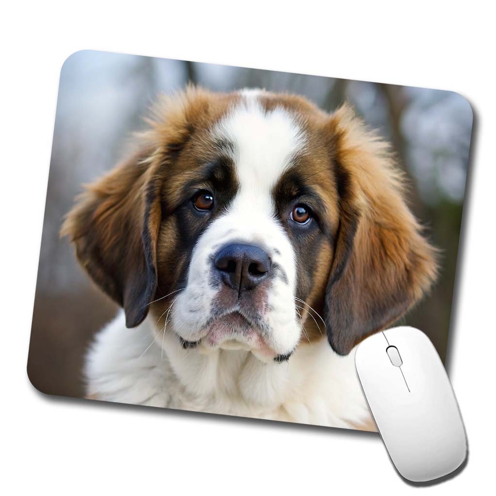 Saint Bernard Dog Puppy Photo Low Profile Mouse Pad Mat