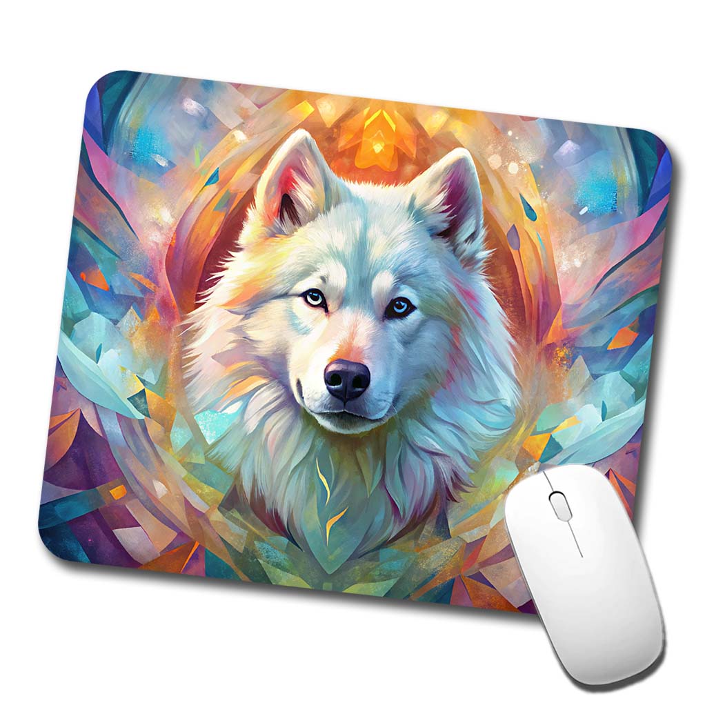 Samoyed Dog Abstract Art Low Profile Mouse Pad Mat