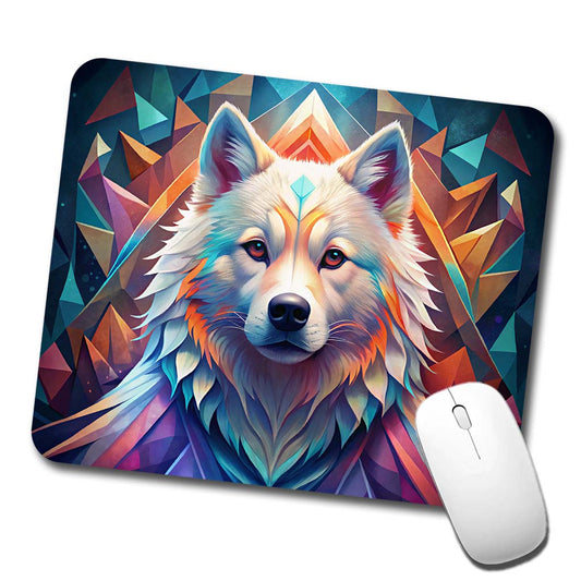 Samoyed Dog Abstract Stylized Art Low Profile Mouse Pad Mat