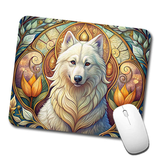 Samoyed Dog Art Nouveau Low Profile Mouse Pad Mat