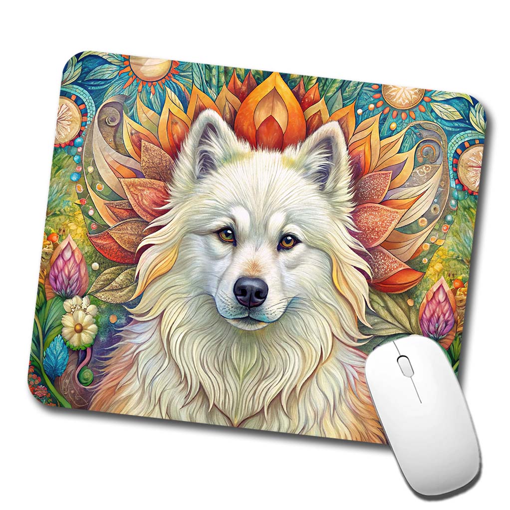Samoyed Dog Bohemian Art Low Profile Mouse Pad Mat