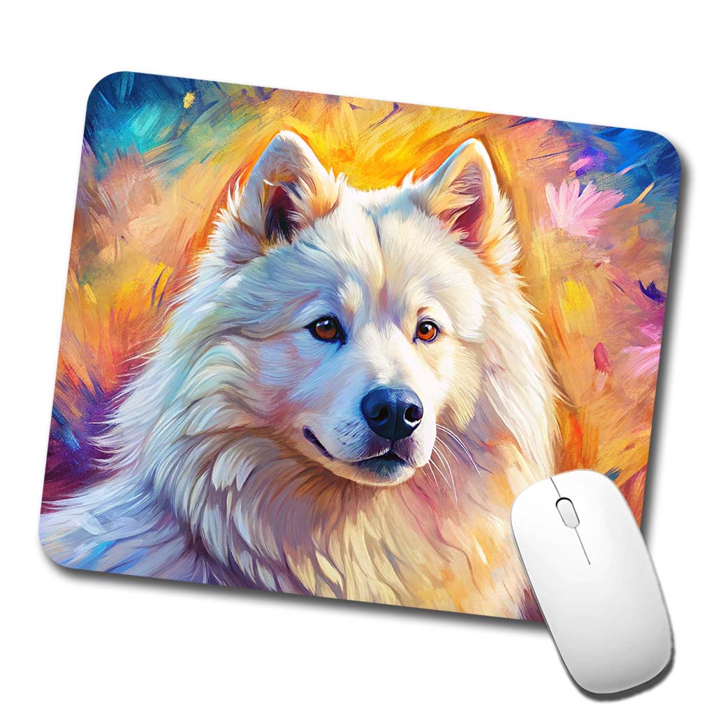 Samoyed Dog Expressionism Art Low Profile Mouse Pad Mat