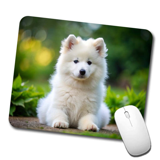 Samoyed Dog Puppy Photo Low Profile Mouse Pad Mat