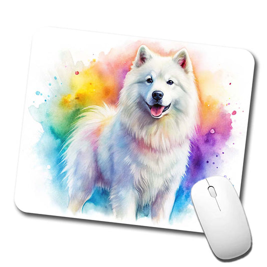 Samoyed Dog Watercolor Style Low Profile Mouse Pad Mat