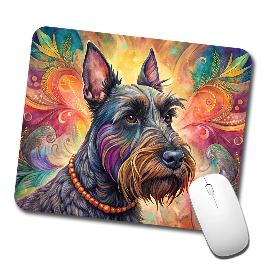 Scottish Terrier Dog Bohemian Art Low Profile Mouse Pad Mat