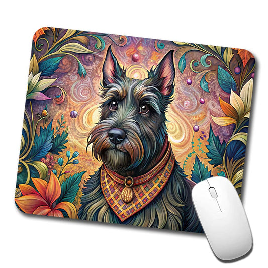 Scottish Terrier Dog French Bohemian Art Low Profile Mouse Pad Mat