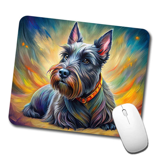 Scottish Terrier Dog Illustration Low Profile Mouse Pad Mat