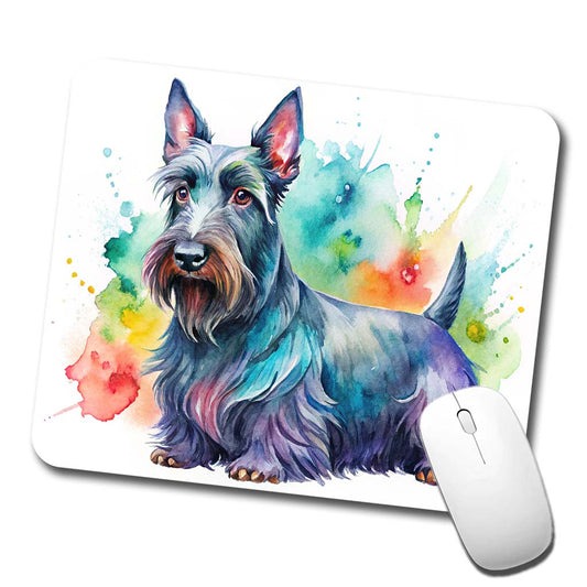 Scottish Terrier Dog Watercolor Style Low Profile Mouse Pad Mat