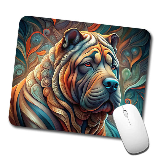 Shar Pei Dog Abstract Stylized Art Low Profile Mouse Pad Mat