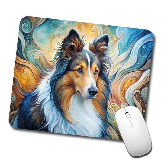 Shetland Sheepdog Sheltie Dog Abstract Art Low Profile Mouse Pad Mat