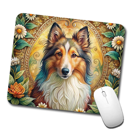 Shetland Sheepdog Sheltie Dog Bohemian Art Low Profile Mouse Pad Mat