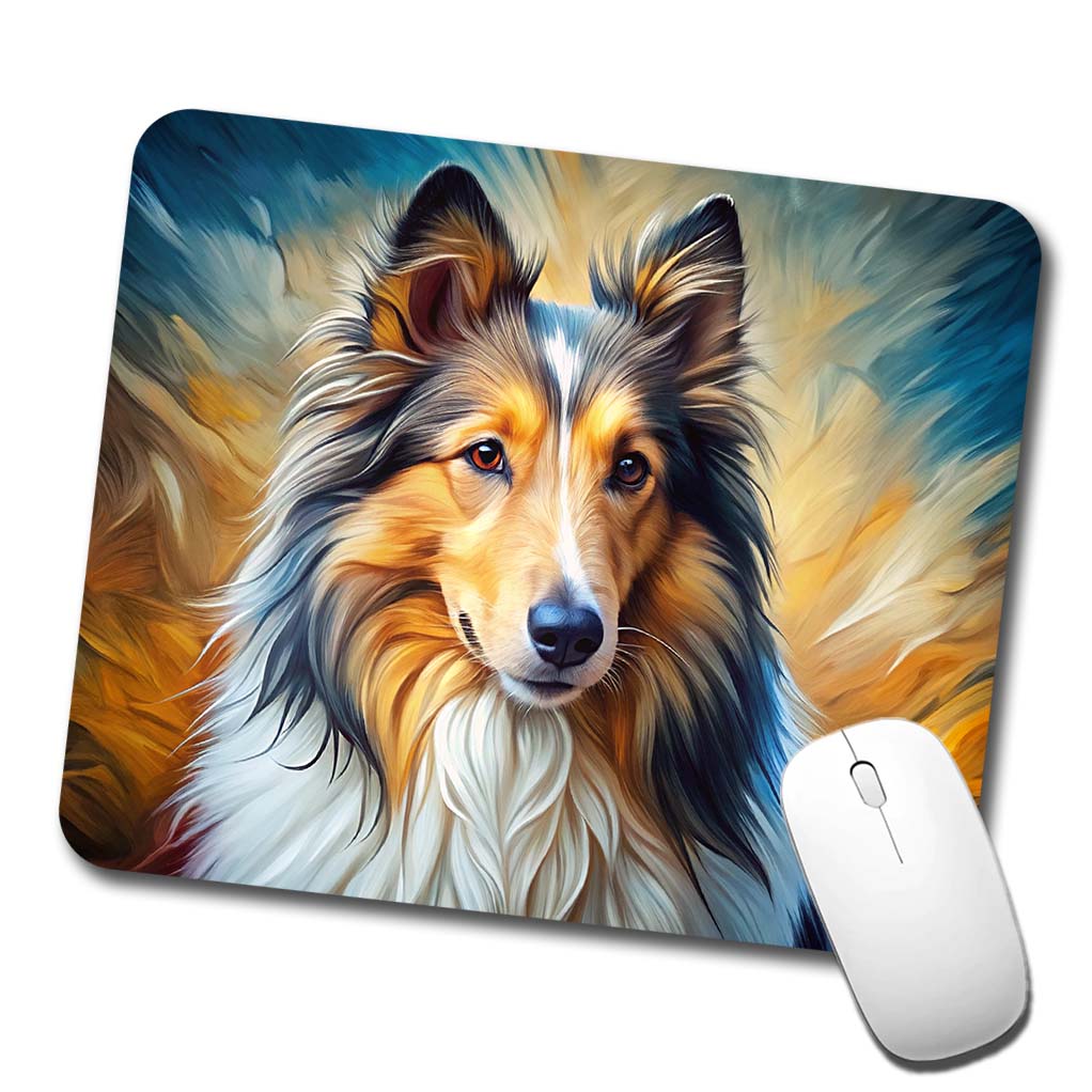 Shetland Sheepdog Sheltie Dog Expressionism Art Low Profile Mouse Pad Mat