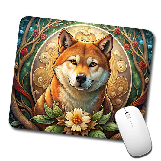 Shiba Inu Dog Art Nouveau Low Profile Mouse Pad Mat
