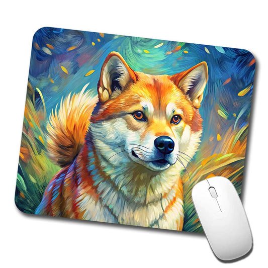 Shiba Inu Dog Expressionism Art Low Profile Mouse Pad Mat