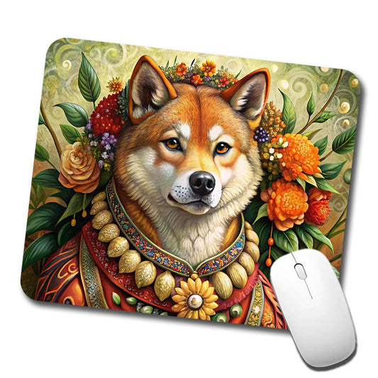 Shiba Inu Dog French Bohemian Art Low Profile Mouse Pad Mat