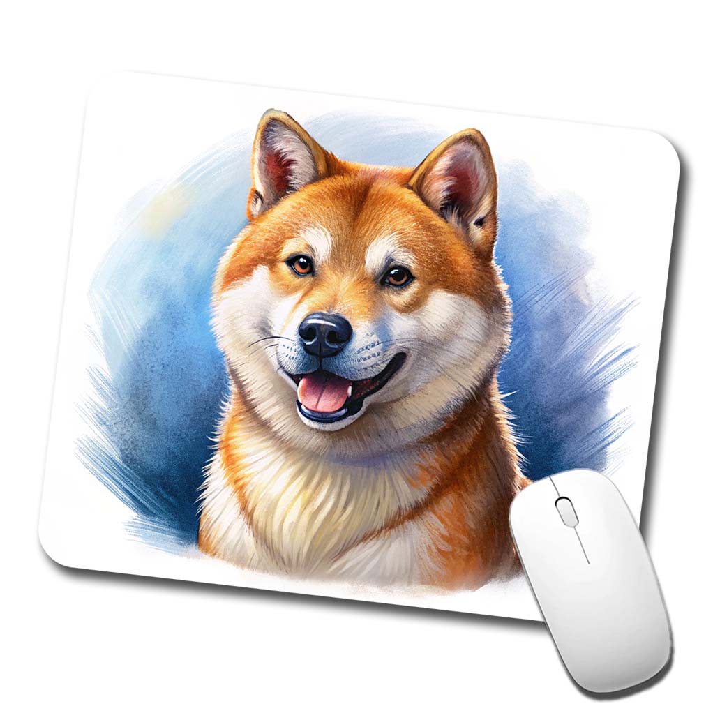 Shiba Inu Dog Illustration Low Profile Mouse Pad Mat