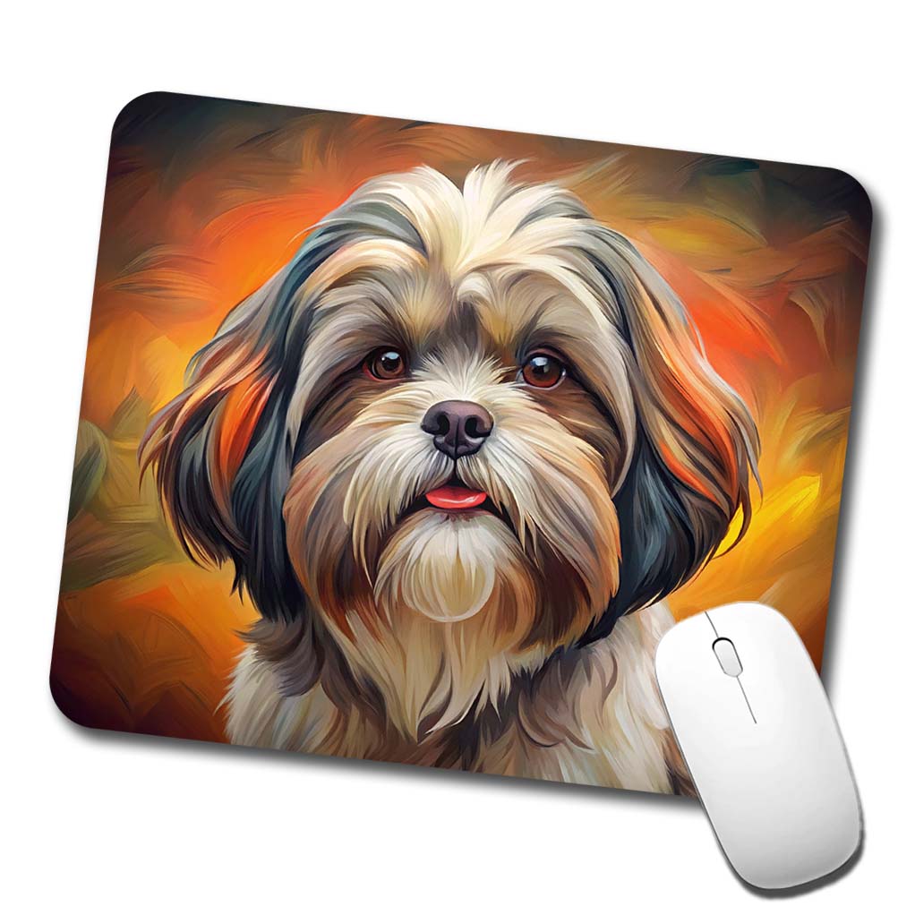 Shih Tzu Dog Expressionism Art Low Profile Mouse Pad Mat