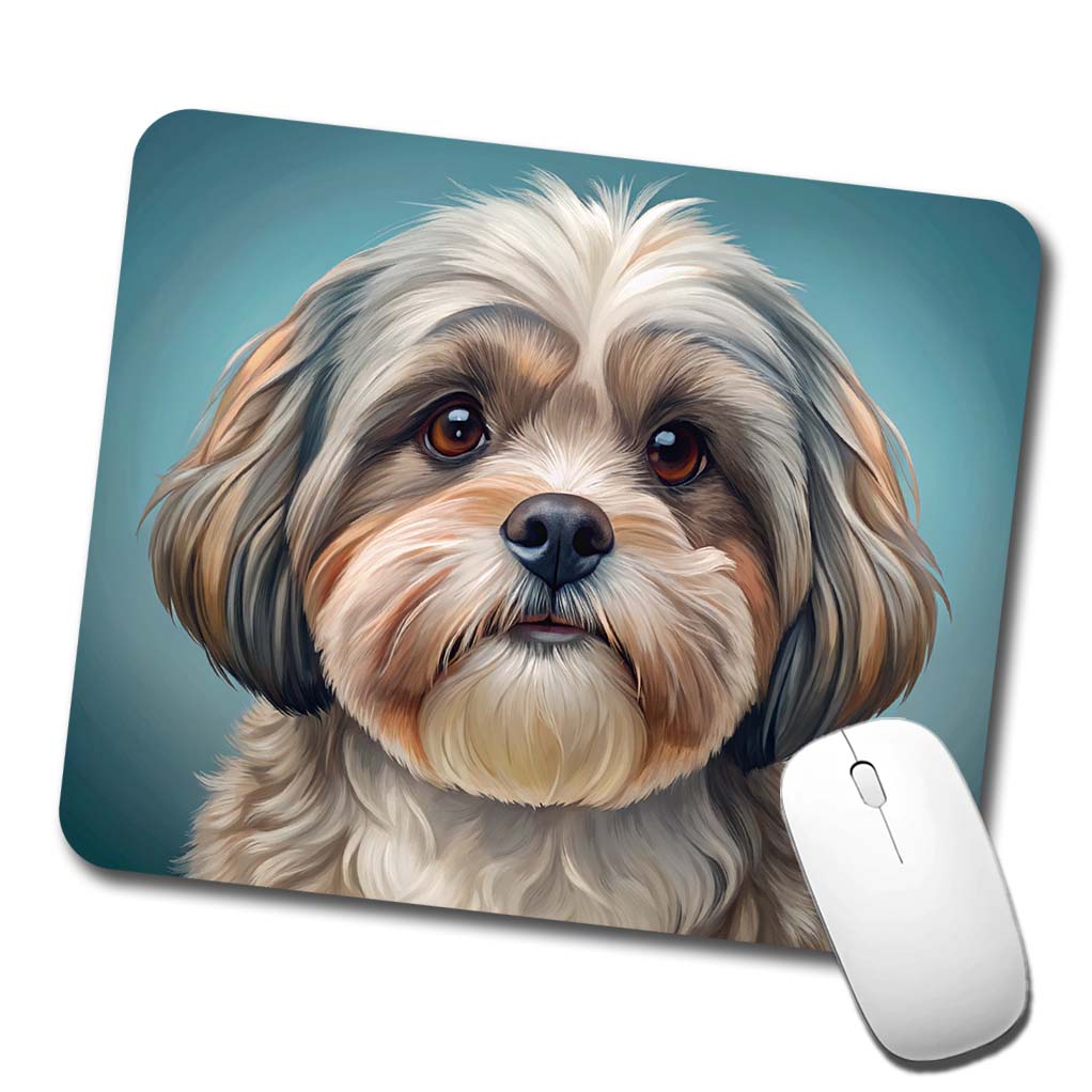 Shih Tzu Dog Illustration Low Profile Mouse Pad Mat