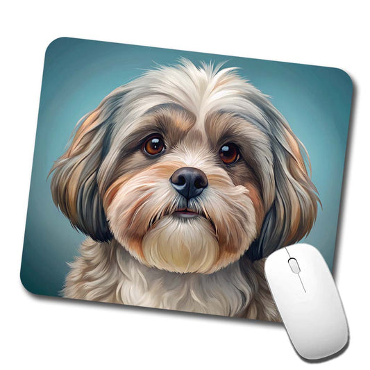 Shih Tzu Dog Illustration Low Profile Mouse Pad Mat