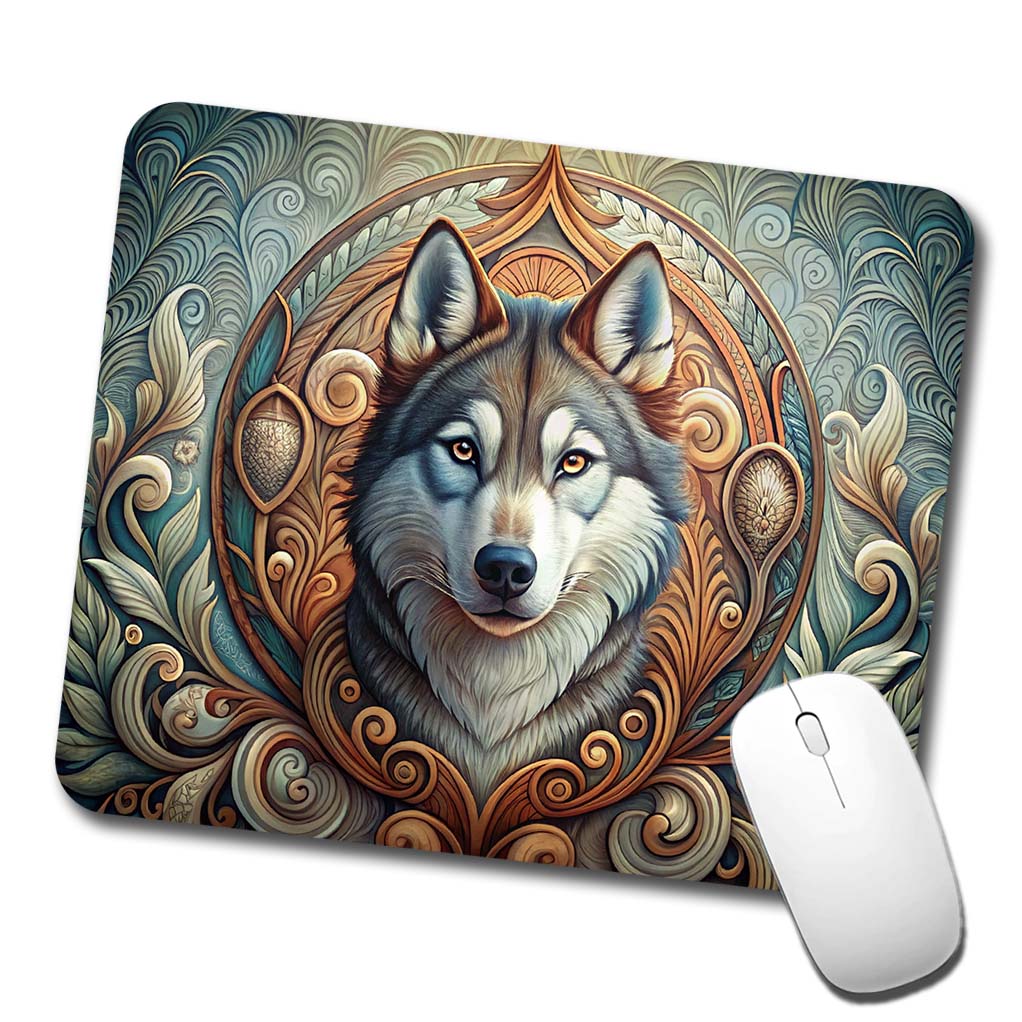 Siberian Husky Dog Art Nouveau Low Profile Mouse Pad Mat