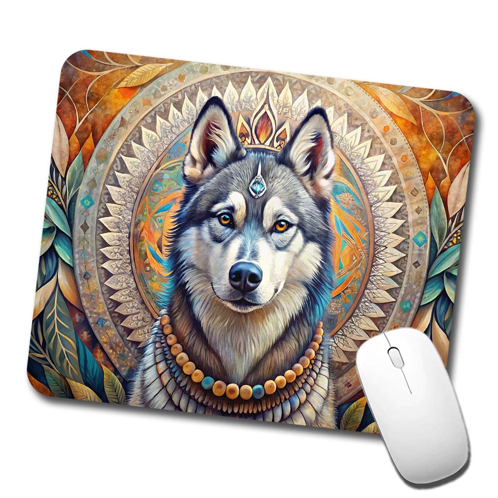 Siberian Husky Dog Bohemian Art Low Profile Mouse Pad Mat