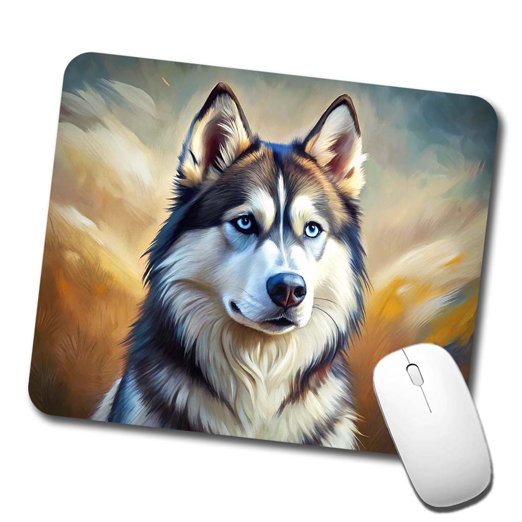 Siberian Husky Dog Expressionism Art Low Profile Mouse Pad Mat
