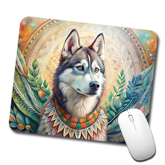 Siberian Husky Dog French Bohemian Art Low Profile Mouse Pad Mat