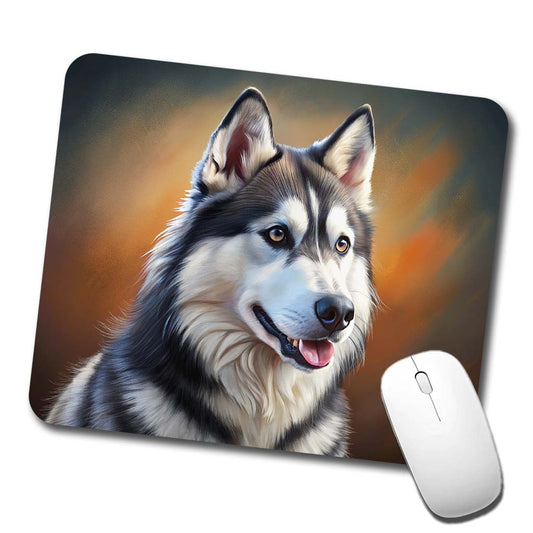 Siberian Husky Dog Illustration Low Profile Mouse Pad Mat